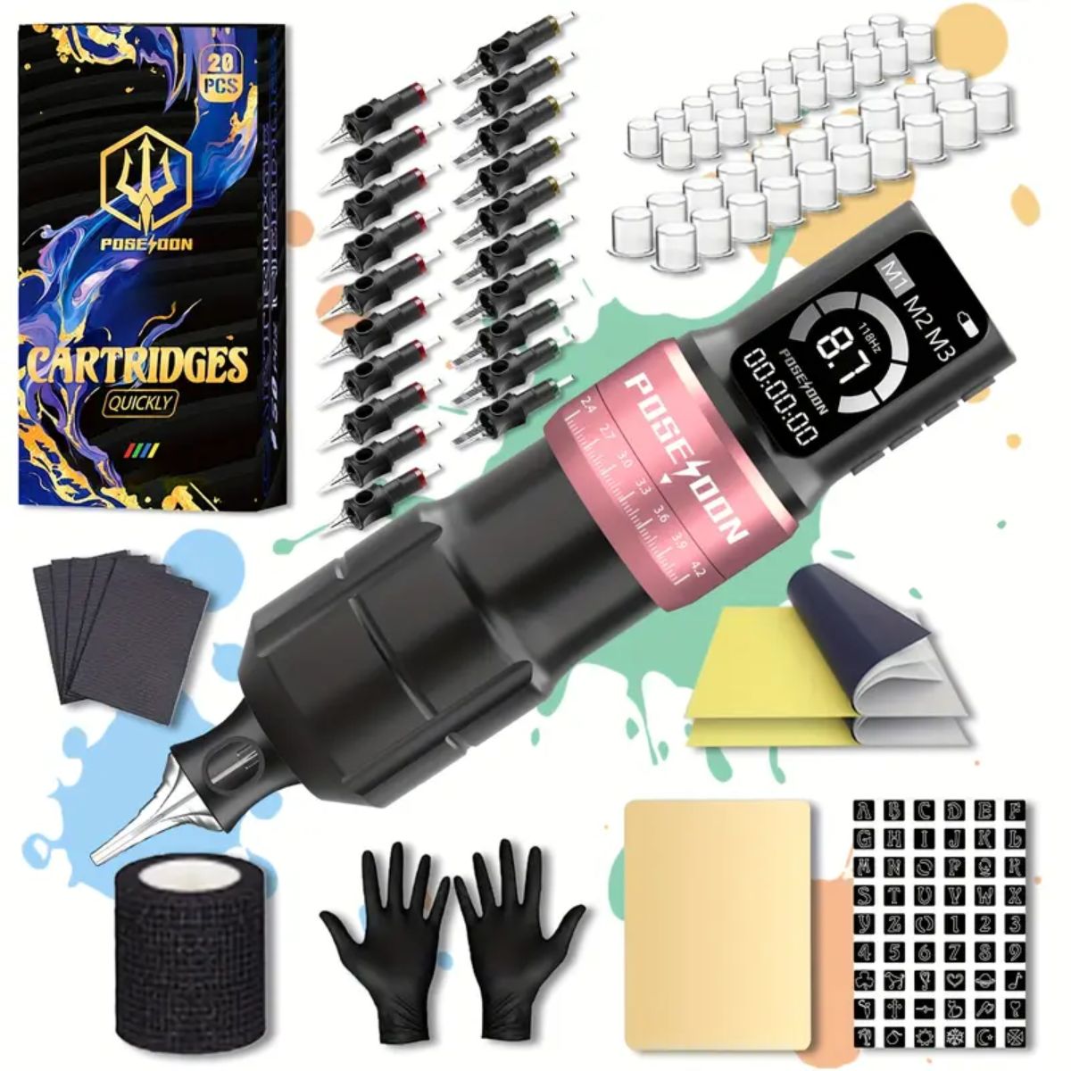 POSEIDON Complete Tattoo Kit – Profesjonalny Zestaw do Tatuażu Wireless